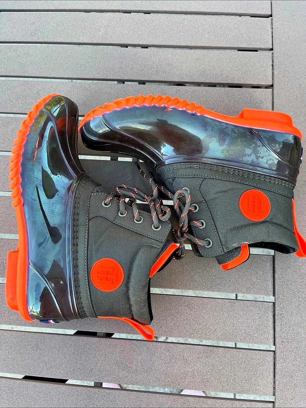 Tommy Hilfiger Rainah Duck Booties Black & Orange